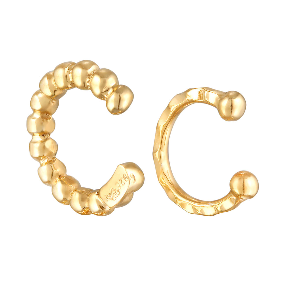 Gold Anting Perhiasan Perak 925 Wanita Earcuff Set Balls Gold Plated