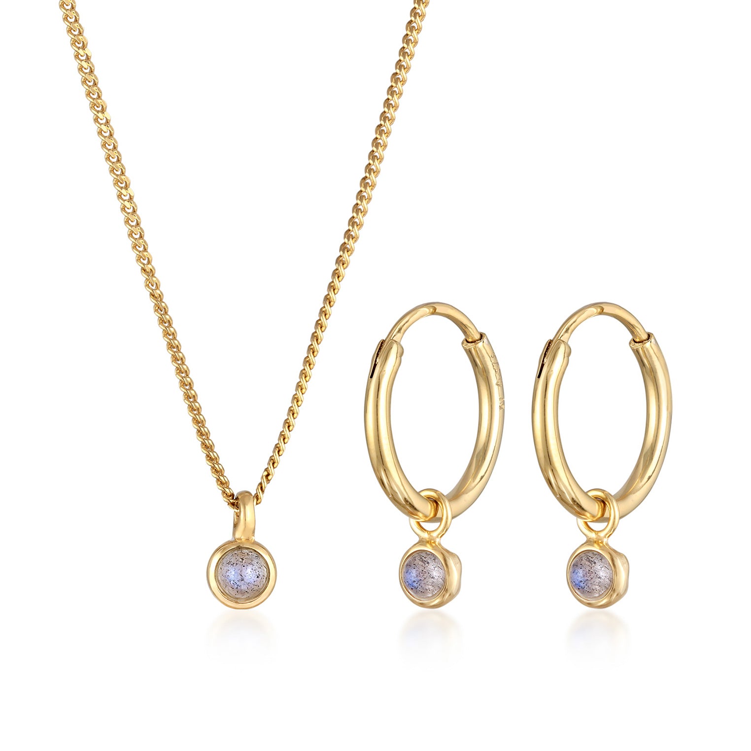 Gold Perhiasan Wanita Perak Asli - Silver Perhiasan Set Labradorite Gold Plated