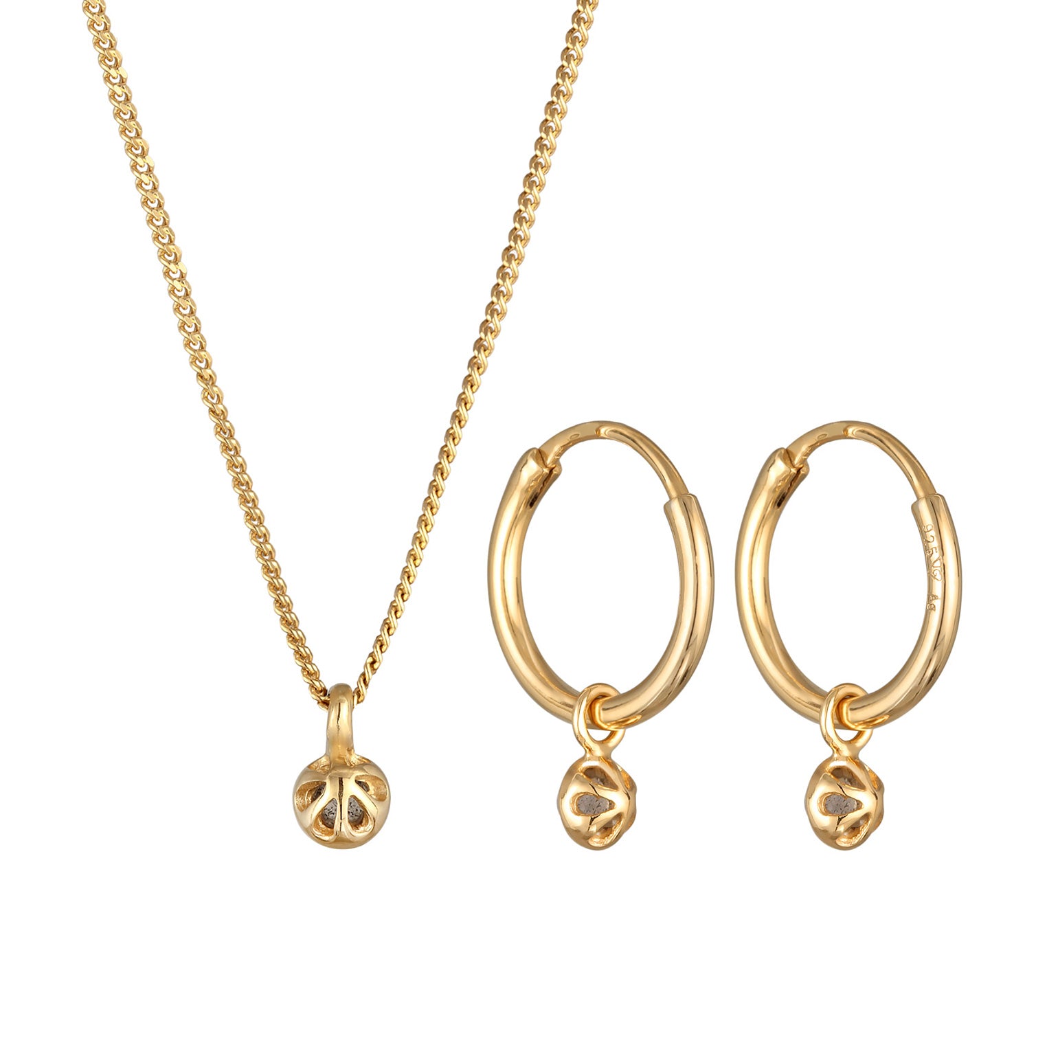 Gold Perhiasan Wanita Perak Asli - Silver Perhiasan Set Labradorite Gold Plated