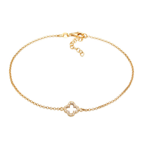 Gelang kaki perak 925 dengan cloverleaf lucky charm elegan Elli Jewelry