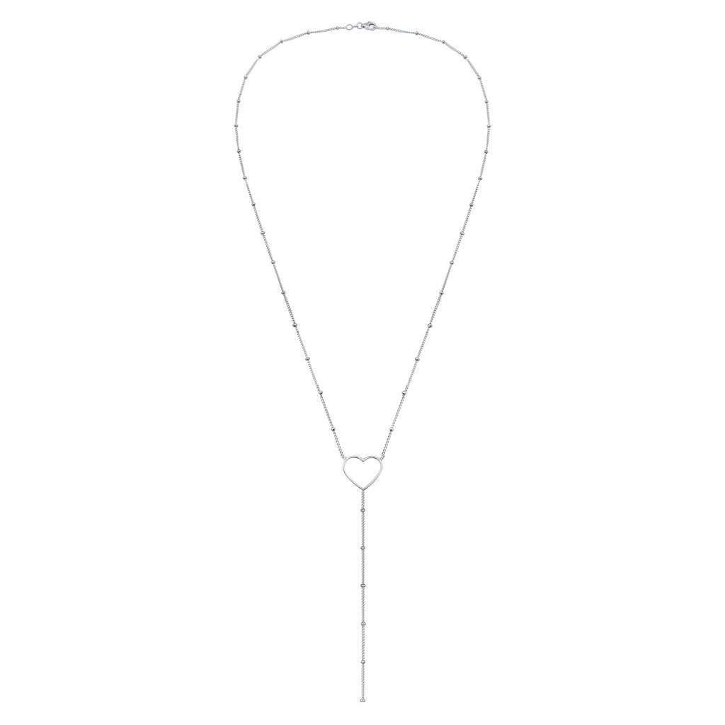 Silver Kalung Perhiasan Perak 925 Wanita Y-Chain Heart Balls