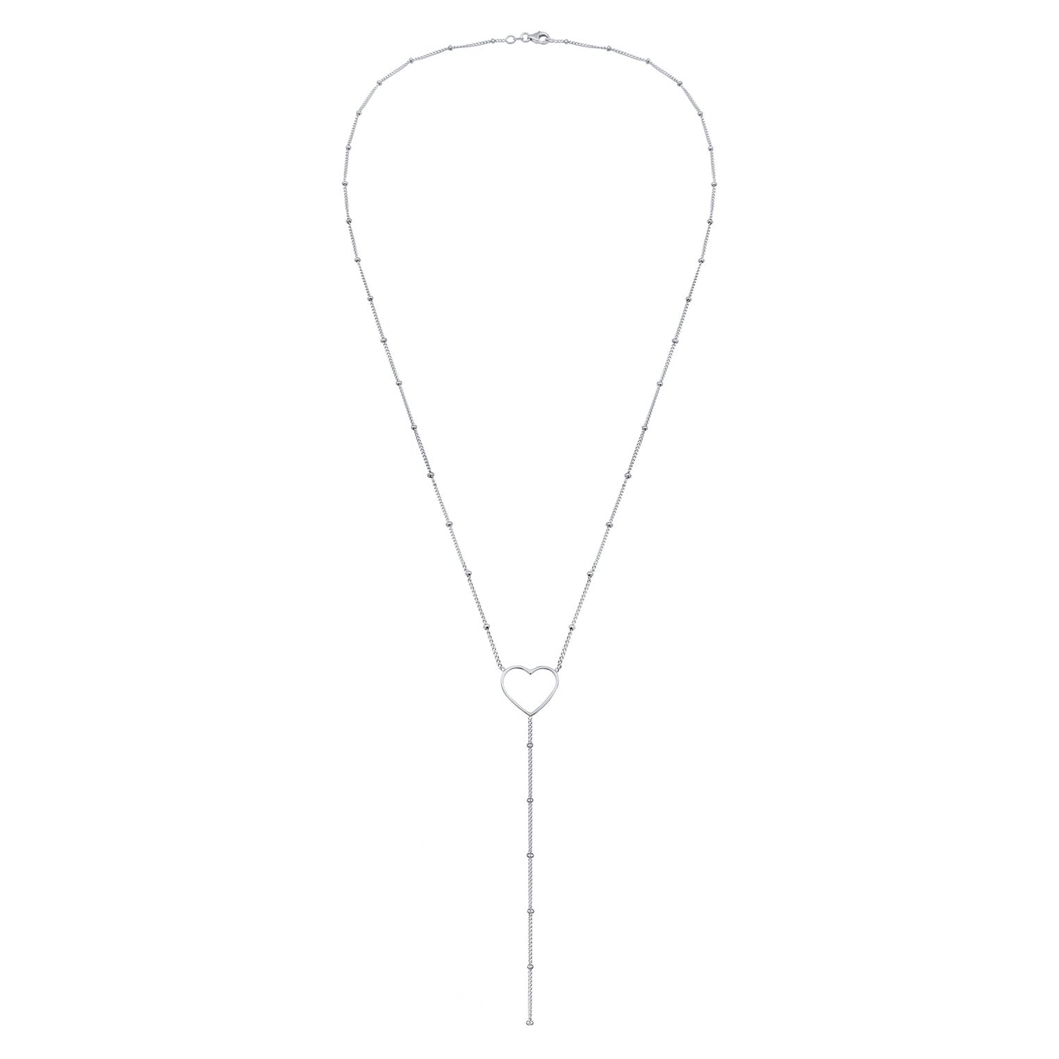 Silver Kalung Perhiasan Perak 925 Wanita Y-Chain Heart Balls