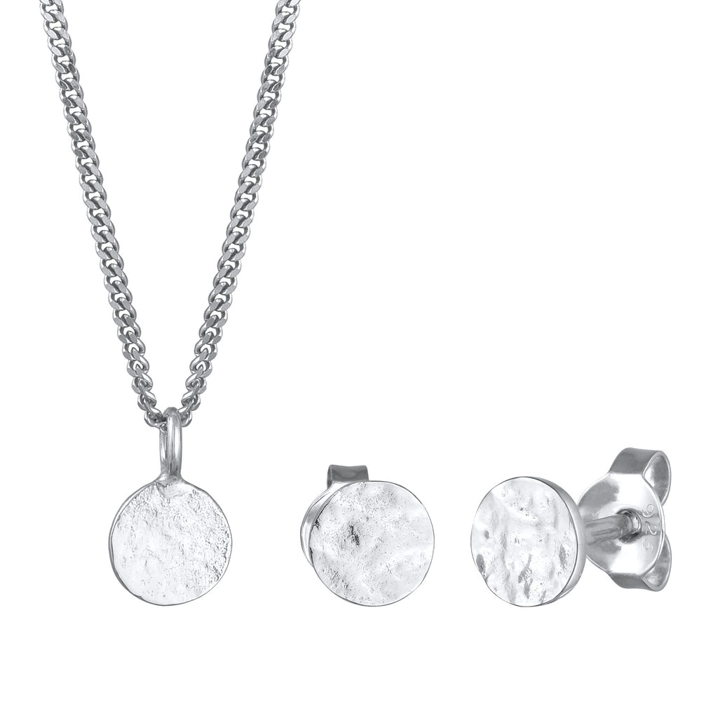 Silver Perhiasan Wanita Perak Asli - Silver Perhiasan Set Pendant Platelet Set Stud