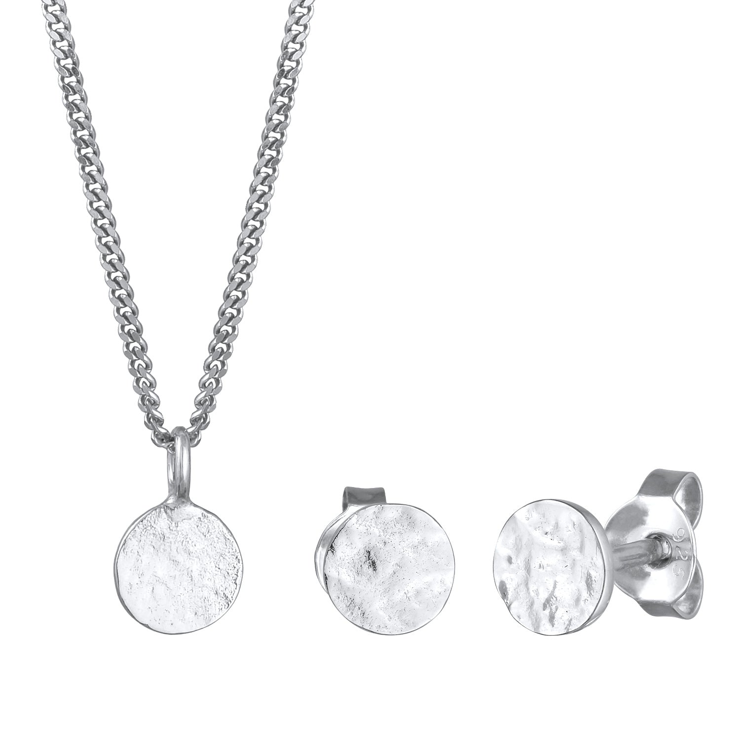 Silver Perhiasan Wanita Perak Asli - Silver Perhiasan Set Pendant Platelet Set Stud