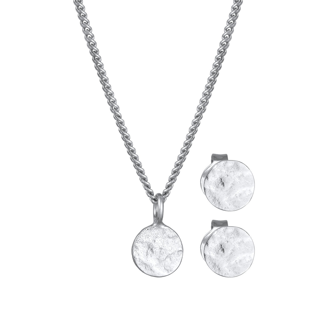 Silver Perhiasan Wanita Perak Asli - Silver Perhiasan Set Pendant Platelet Set Stud