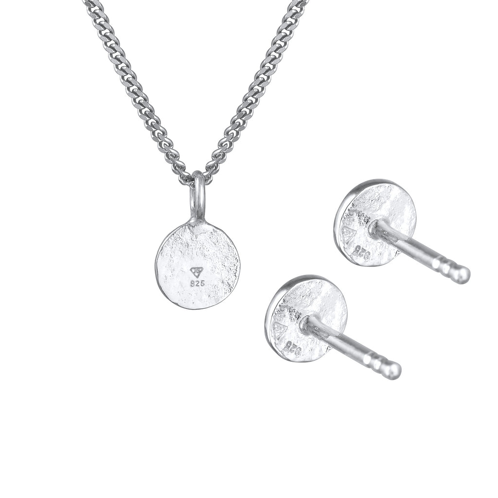 Silver Perhiasan Wanita Perak Asli - Silver Perhiasan Set Pendant Platelet Set Stud
