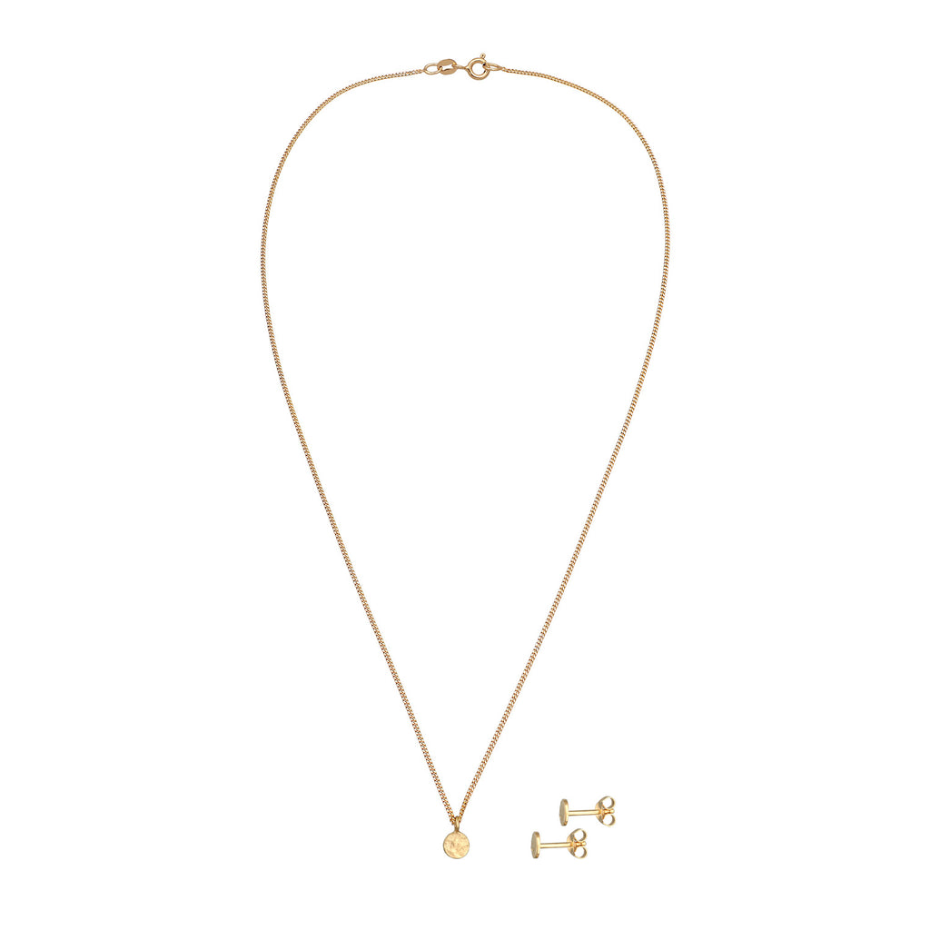 Gold Perhiasan Wanita Perak Asli - Silver Perhiasan Set Pendant Platelet Set Stud Gold Plated