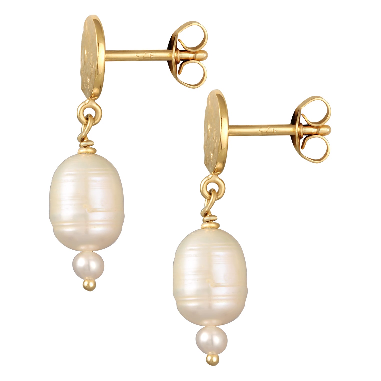 Gold Anting Perhiasan Perak 925 Wanita Freshwater Pearls Gold Plated