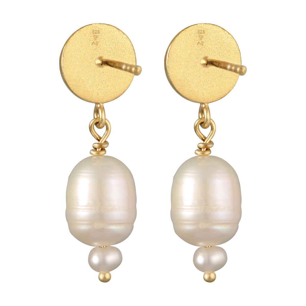 Gold Anting Perhiasan Perak 925 Wanita Freshwater Pearls Gold Plated