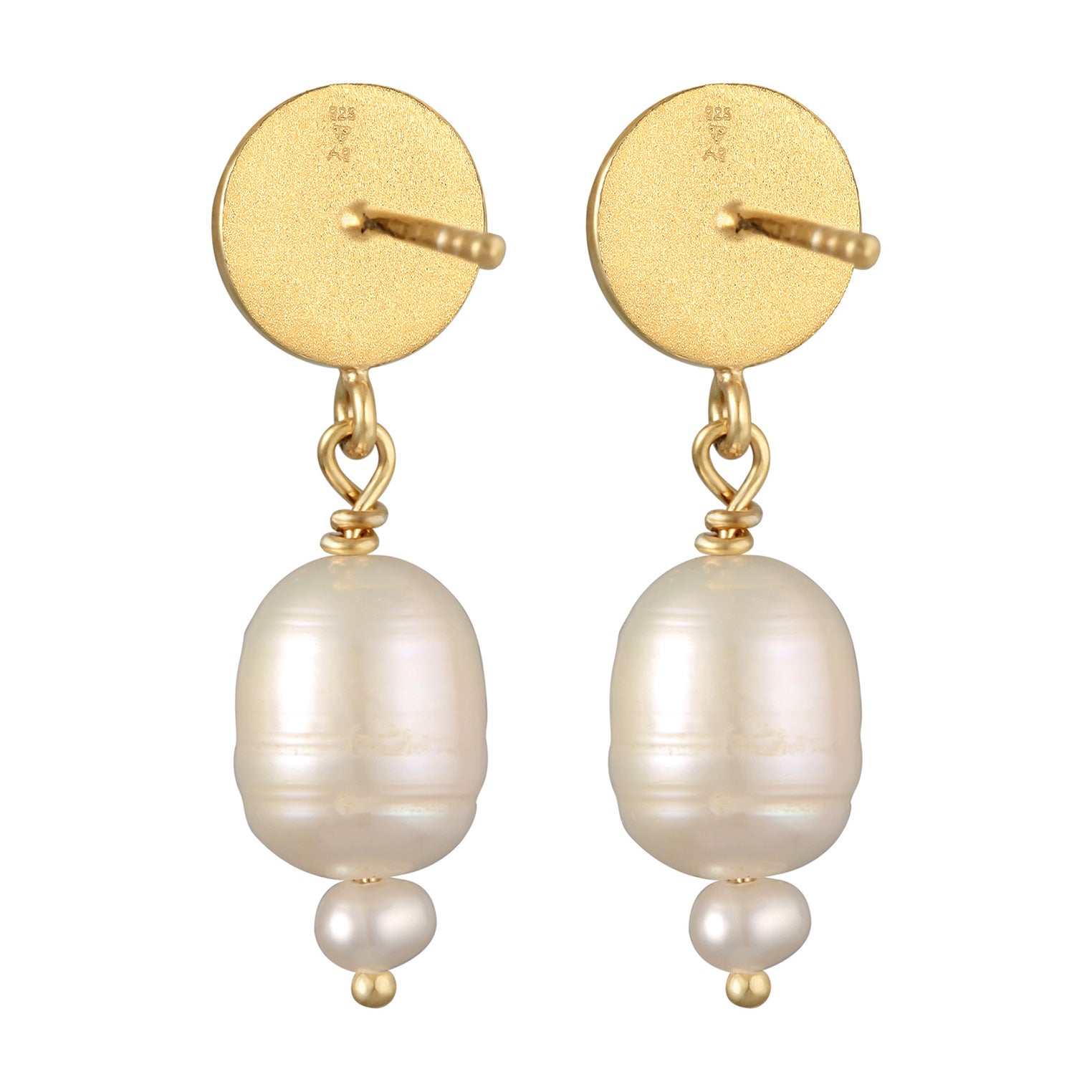 Gold Anting Perhiasan Perak 925 Wanita Freshwater Pearls Gold Plated
