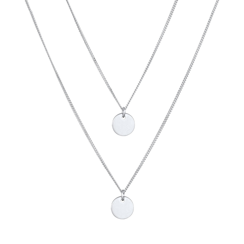 Silver Kalung Perhiasan Perak 925 Wanita Layer Platelet Pendant Hammered