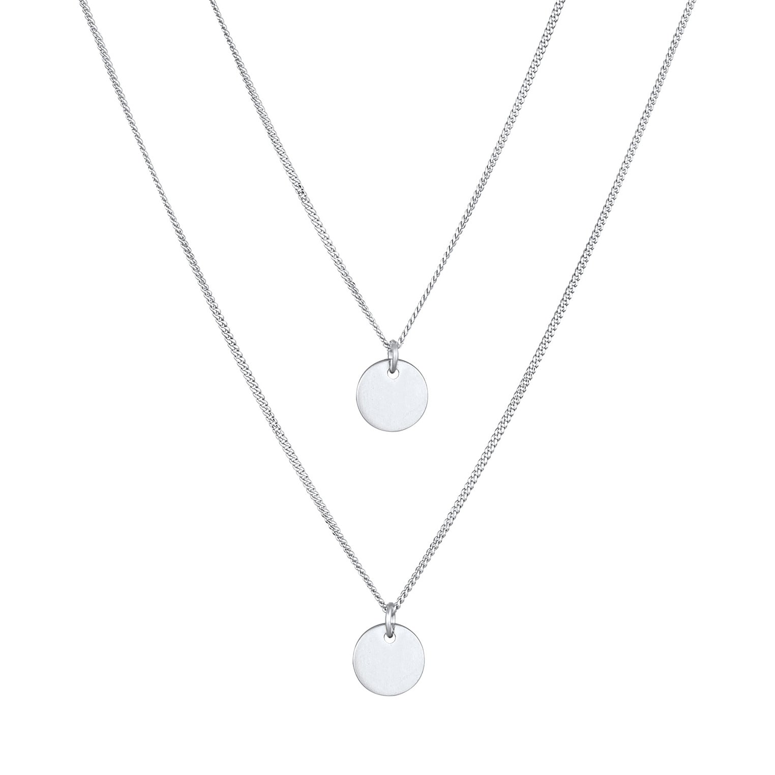 Silver Kalung Perhiasan Perak 925 Wanita Layer Platelet Pendant Hammered