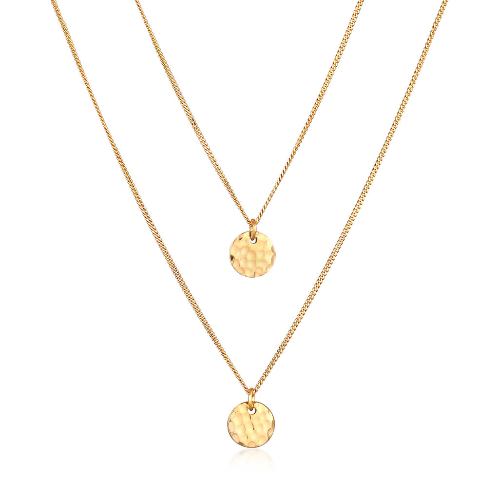 Kalung perak 925 lapis emas dengan layer plate liontin elegan Elli Jewelry