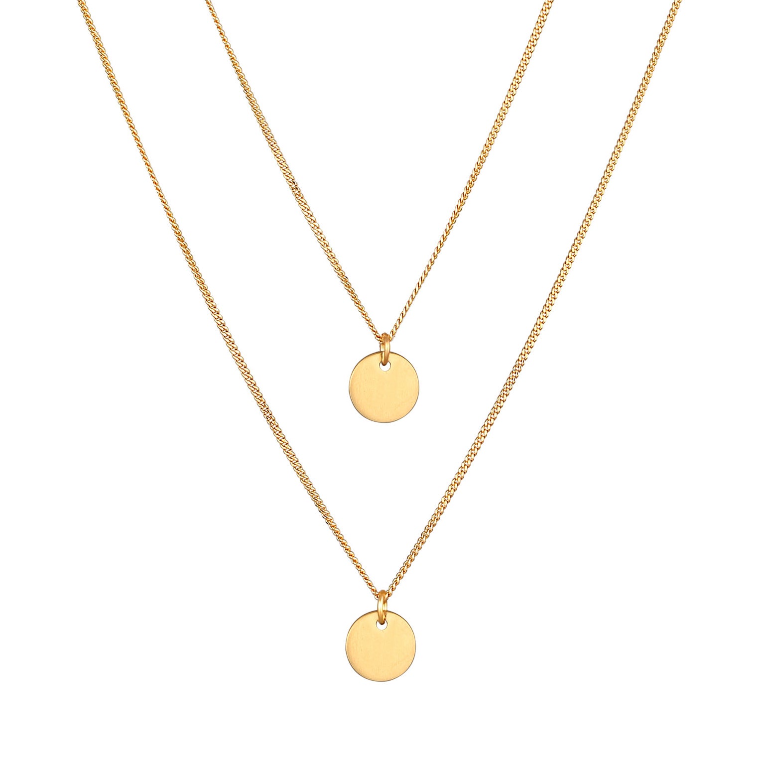 Gold Kalung Perhiasan Perak 925 Wanita Layer Platelet Pendant Hammered Gold Plated