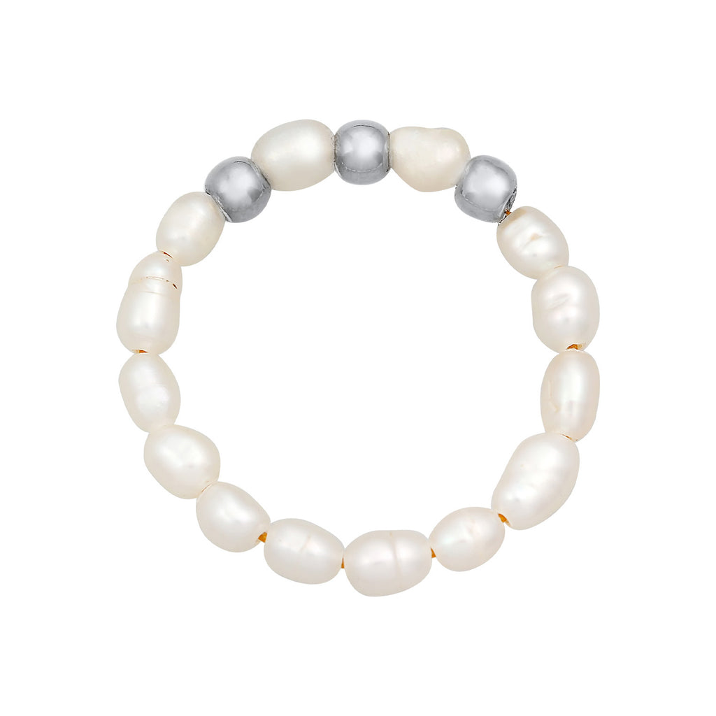 Silver Cincin Perhiasan Perak 925 Wanita Beads Classic Freshwater Pearls