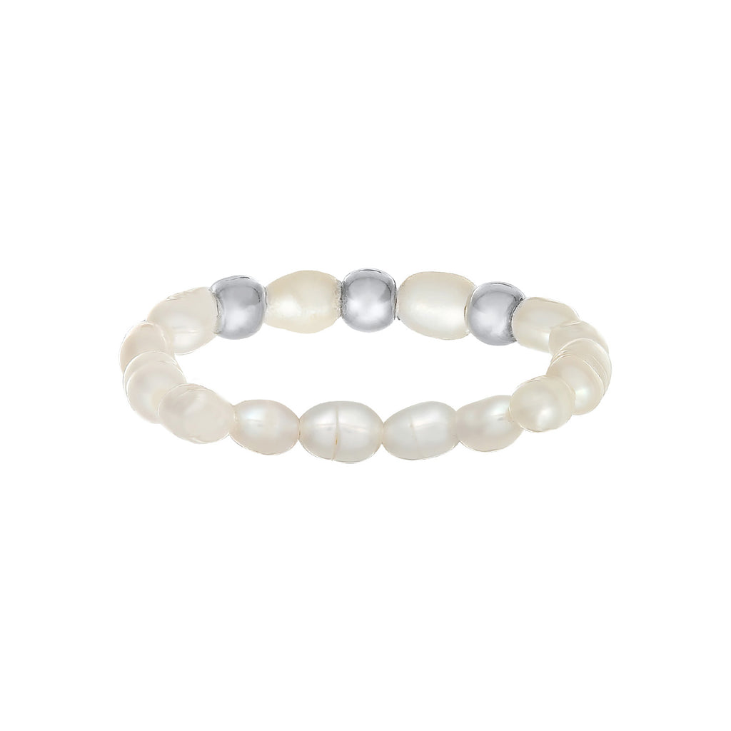 Silver Cincin Perhiasan Perak 925 Wanita Beads Classic Freshwater Pearls