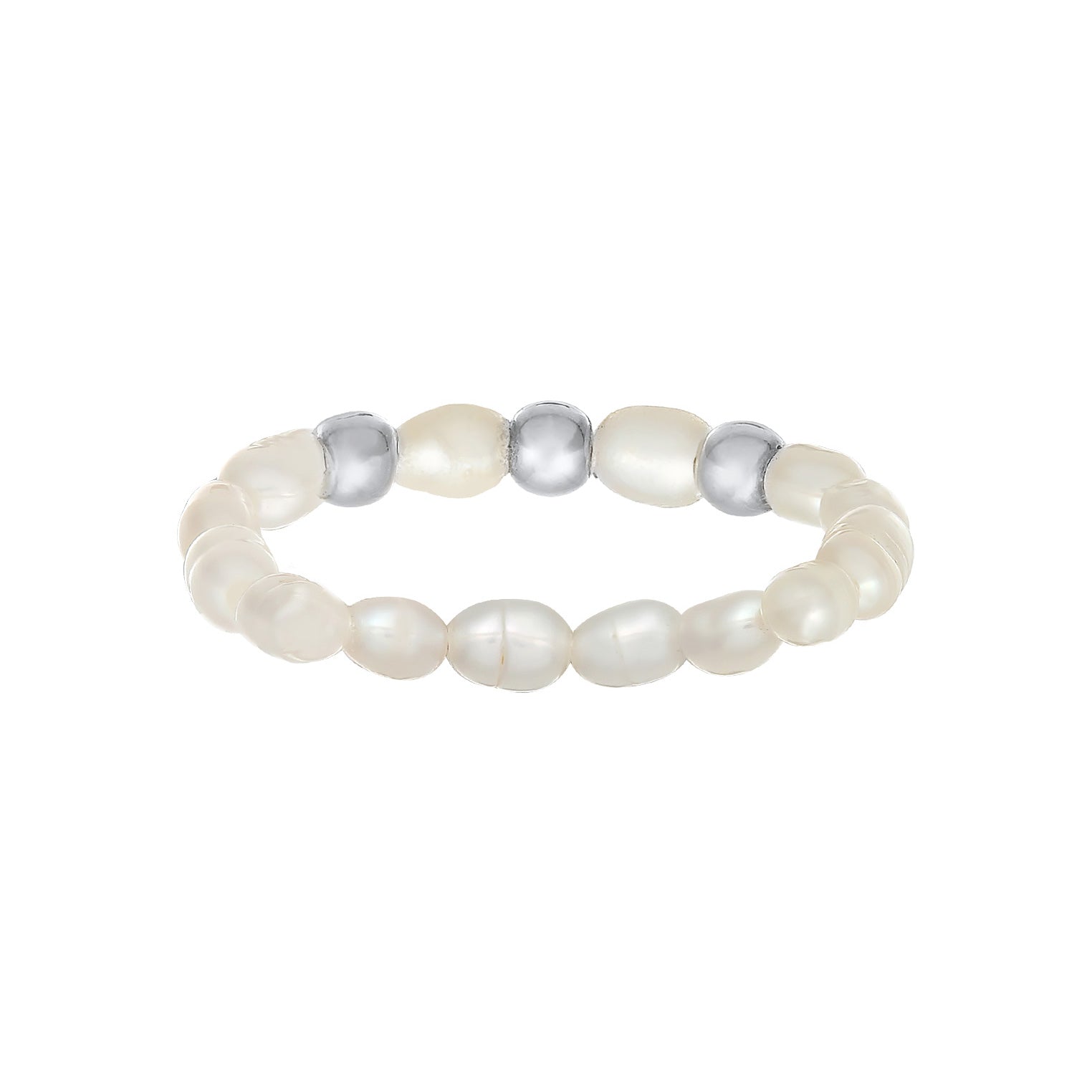 Silver Cincin Perhiasan Perak 925 Wanita Beads Classic Freshwater Pearls