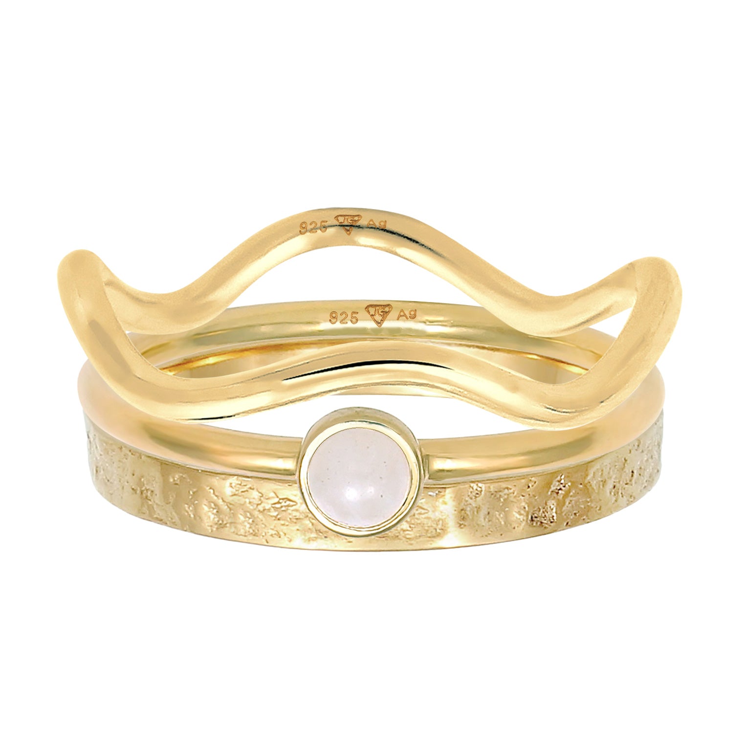 Cincin perak 925 lapis emas dengan pink quartz elegan Elli Jewelry