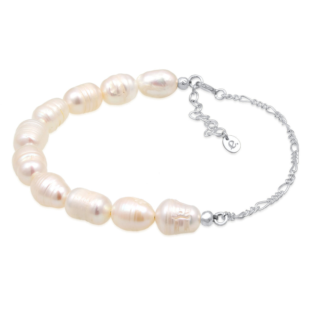 Silver Perhiasan Wanita Perak Asli - Silver Gelang Classic Mutiara Air Tawar Asli