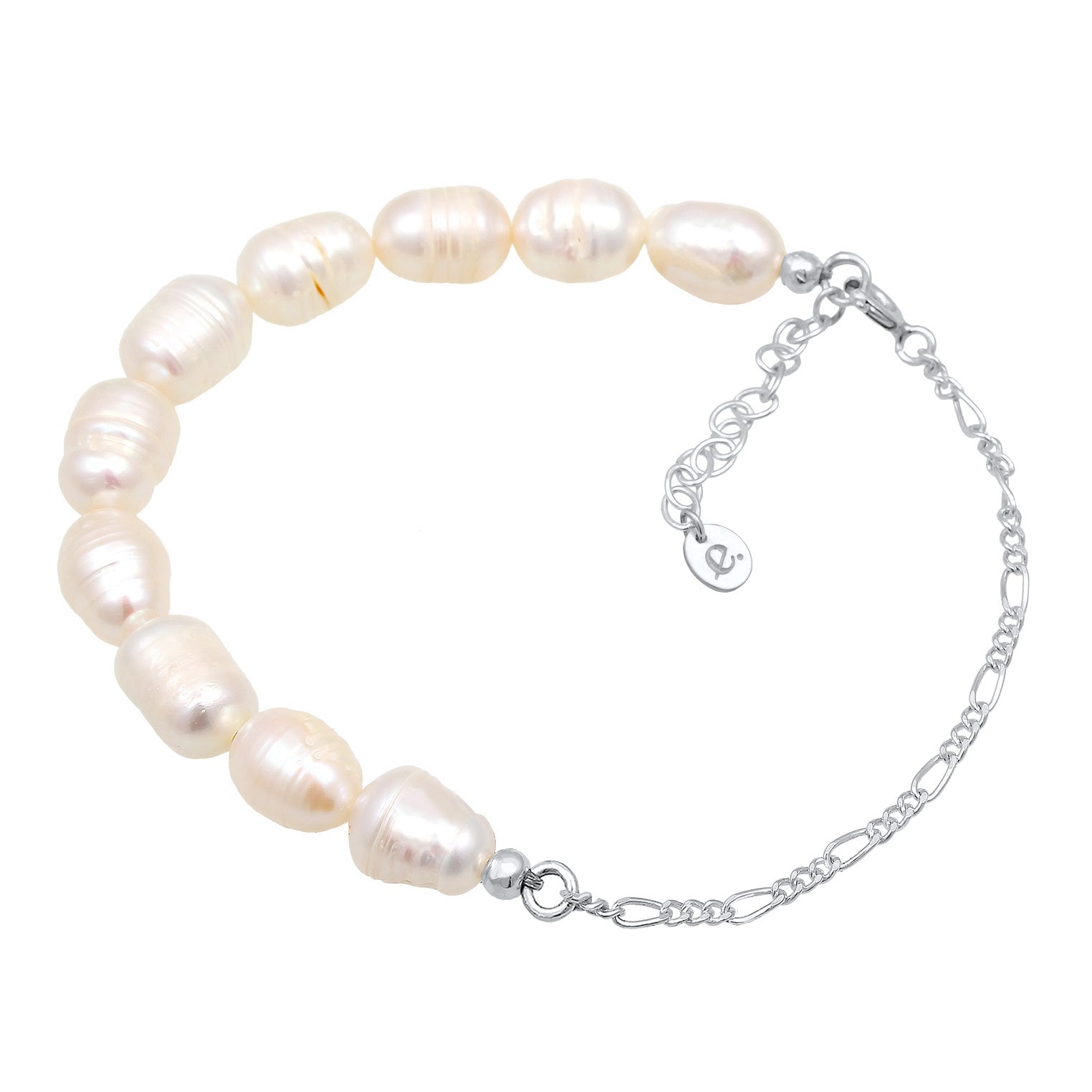 Silver Perhiasan Wanita Perak Asli - Silver Gelang Classic Mutiara Air Tawar Asli