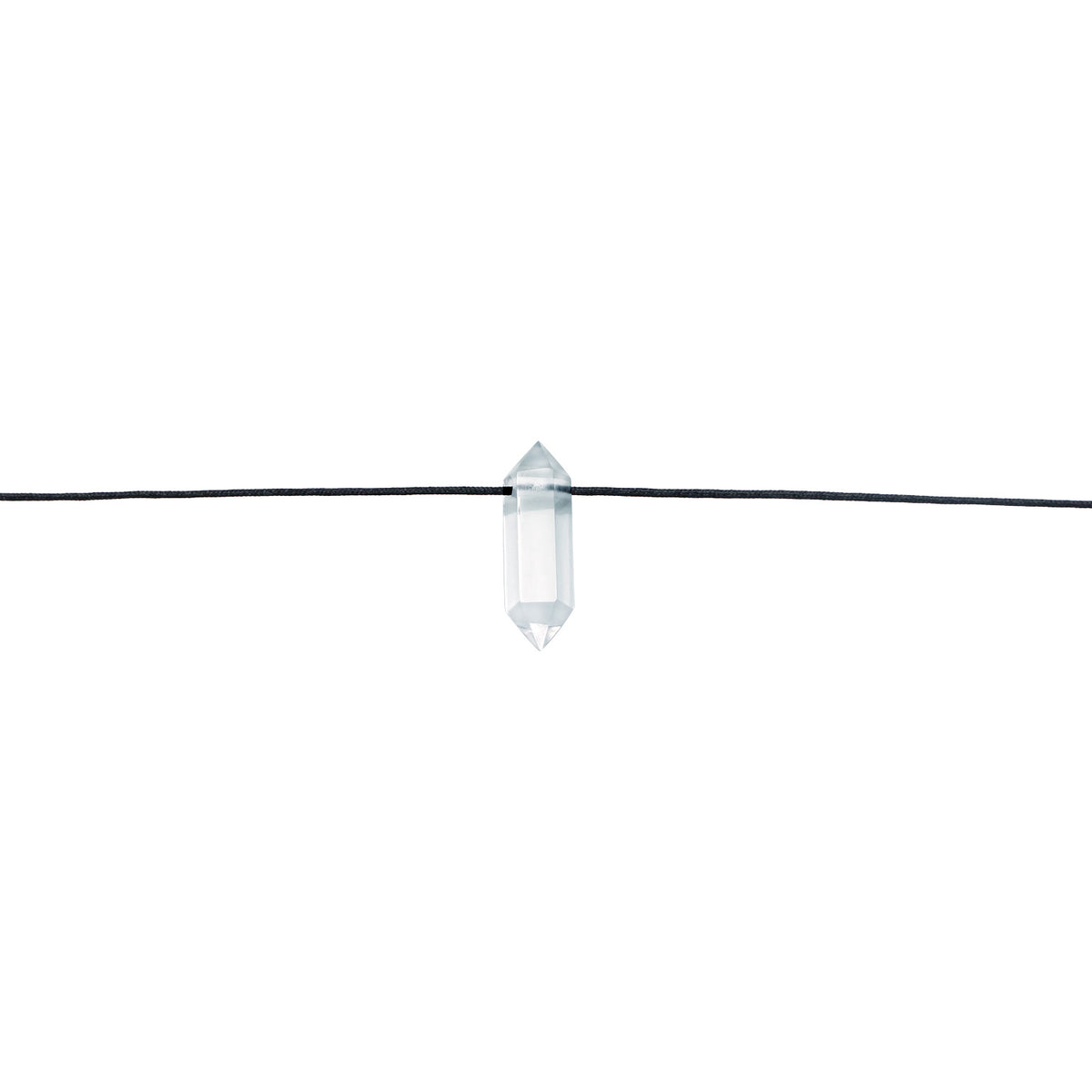 Rock Crystal Point Choker Necklace 925 Silver Black Cord