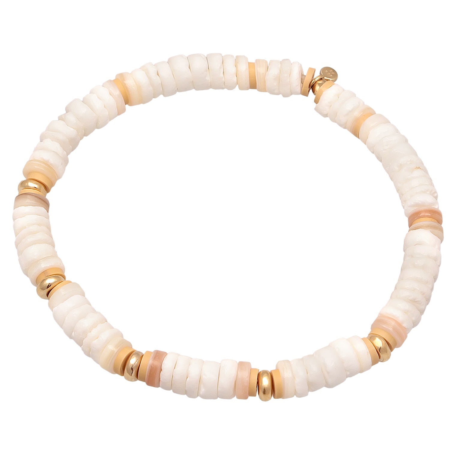 White Perhiasan Wanita Perak Asli - Silver Gelang Surfer Style Beach Heishi Beads Gold Plated