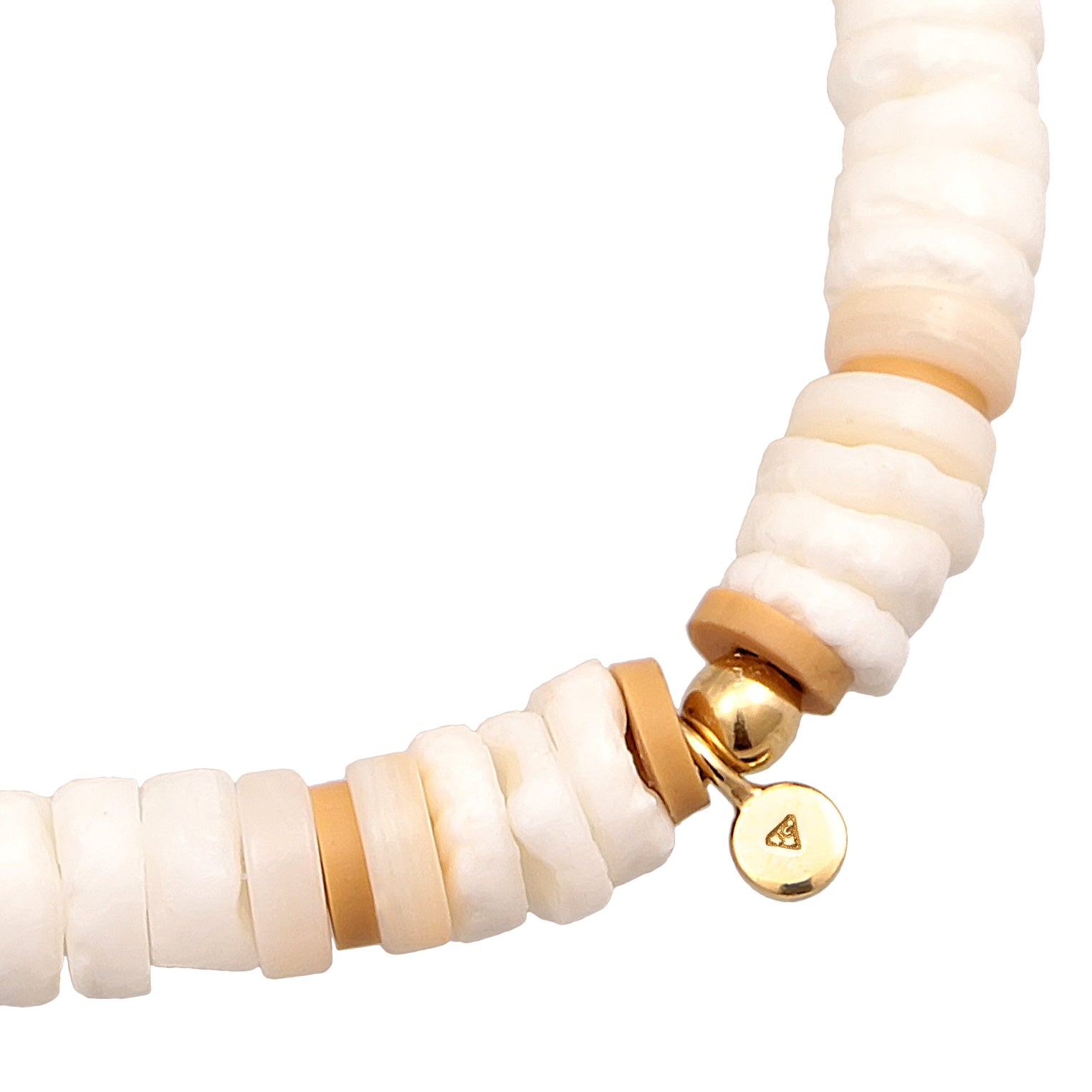 White Perhiasan Wanita Perak Asli - Silver Gelang Surfer Style Beach Heishi Beads Gold Plated
