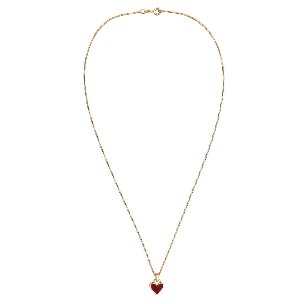 Gold Perhiasan Wanita Perak Asli - Silver Kalung Heart Cute Enamel Red Gold Plated