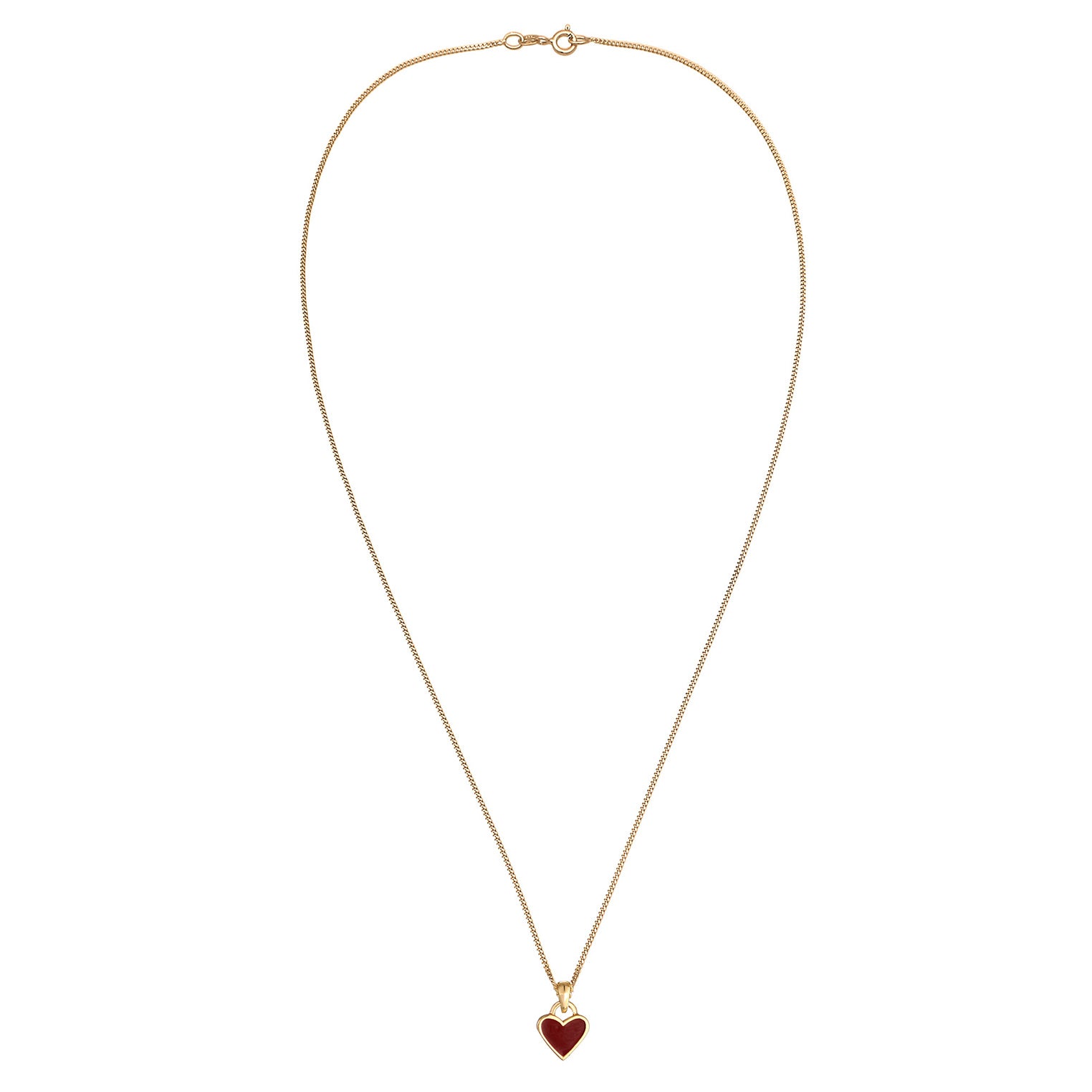 Gold Perhiasan Wanita Perak Asli - Silver Kalung Heart Cute Enamel Red Gold Plated