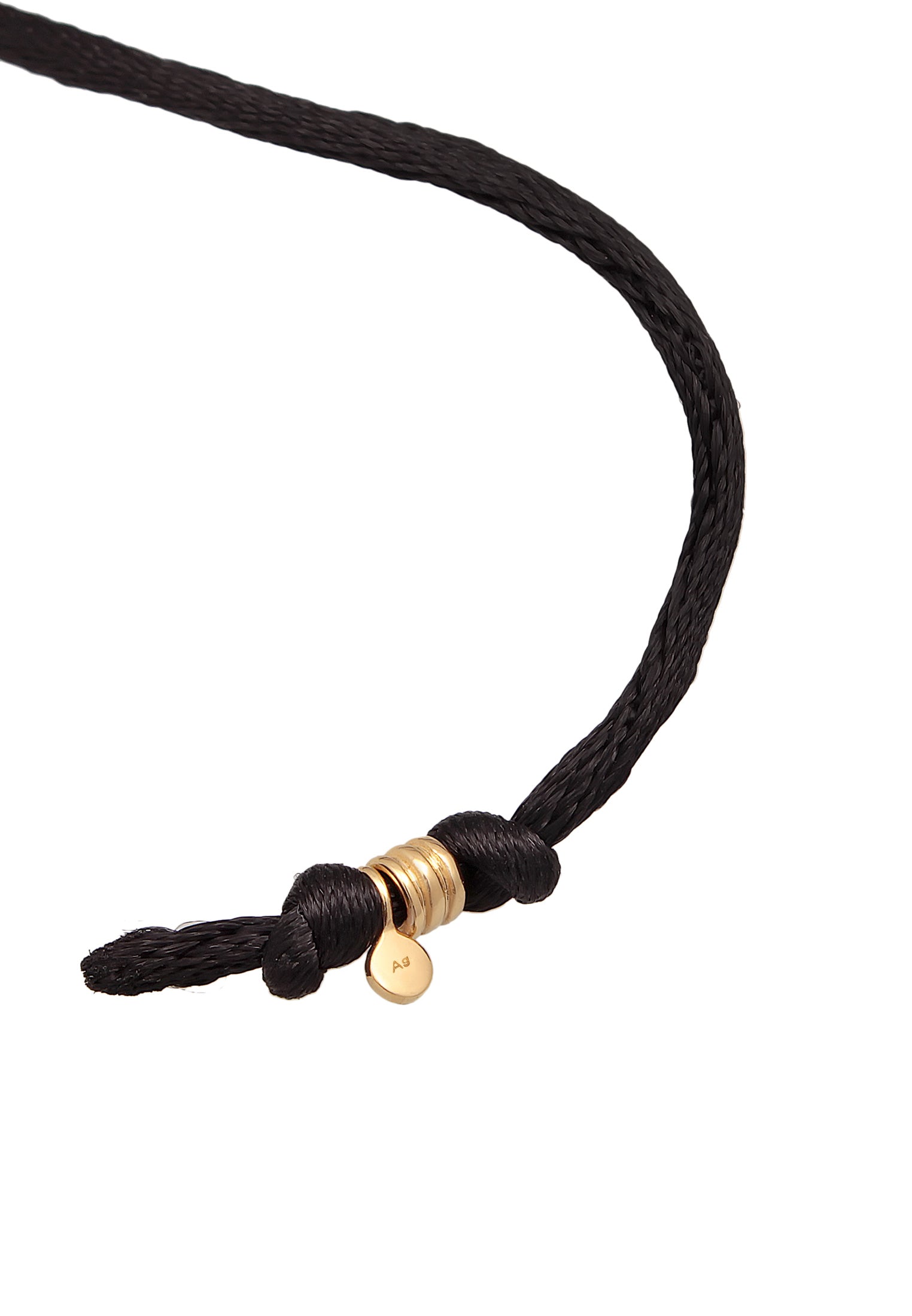 Black Kalung Perhiasan Perak 925 Wanita Choker Drop Pendant Satin Black Gold Plated