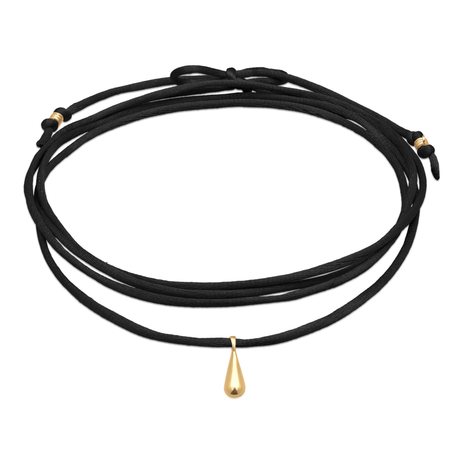 Kalung perak 925 lapis emas dengan drop satin black elegan Elli Jewelry