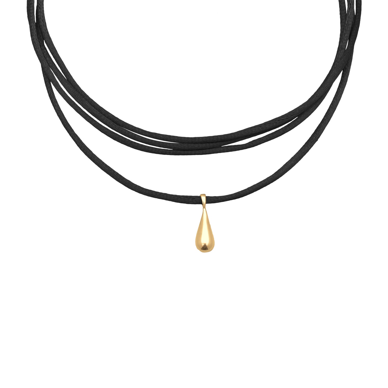 Kalung perak 925 lapis emas dengan drop satin black elegan Elli Jewelry