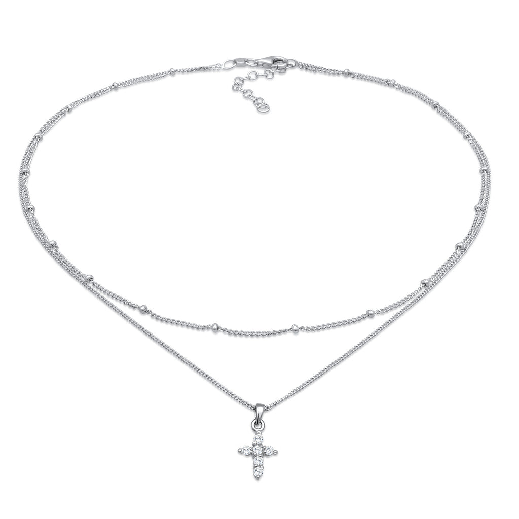 Kalung perak 925 dengan layer salib elegan Elli Jewelry