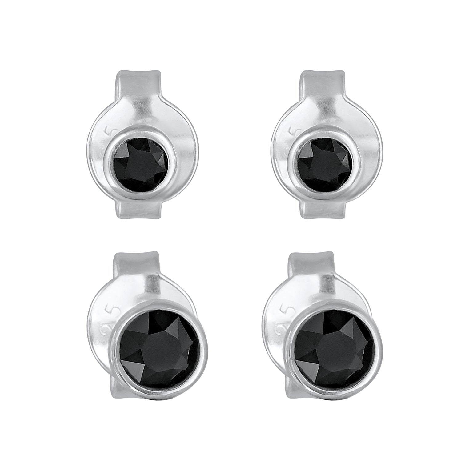 Black Perhiasan Wanita Perak Asli - Silver Anting Set Crystal Black Stud