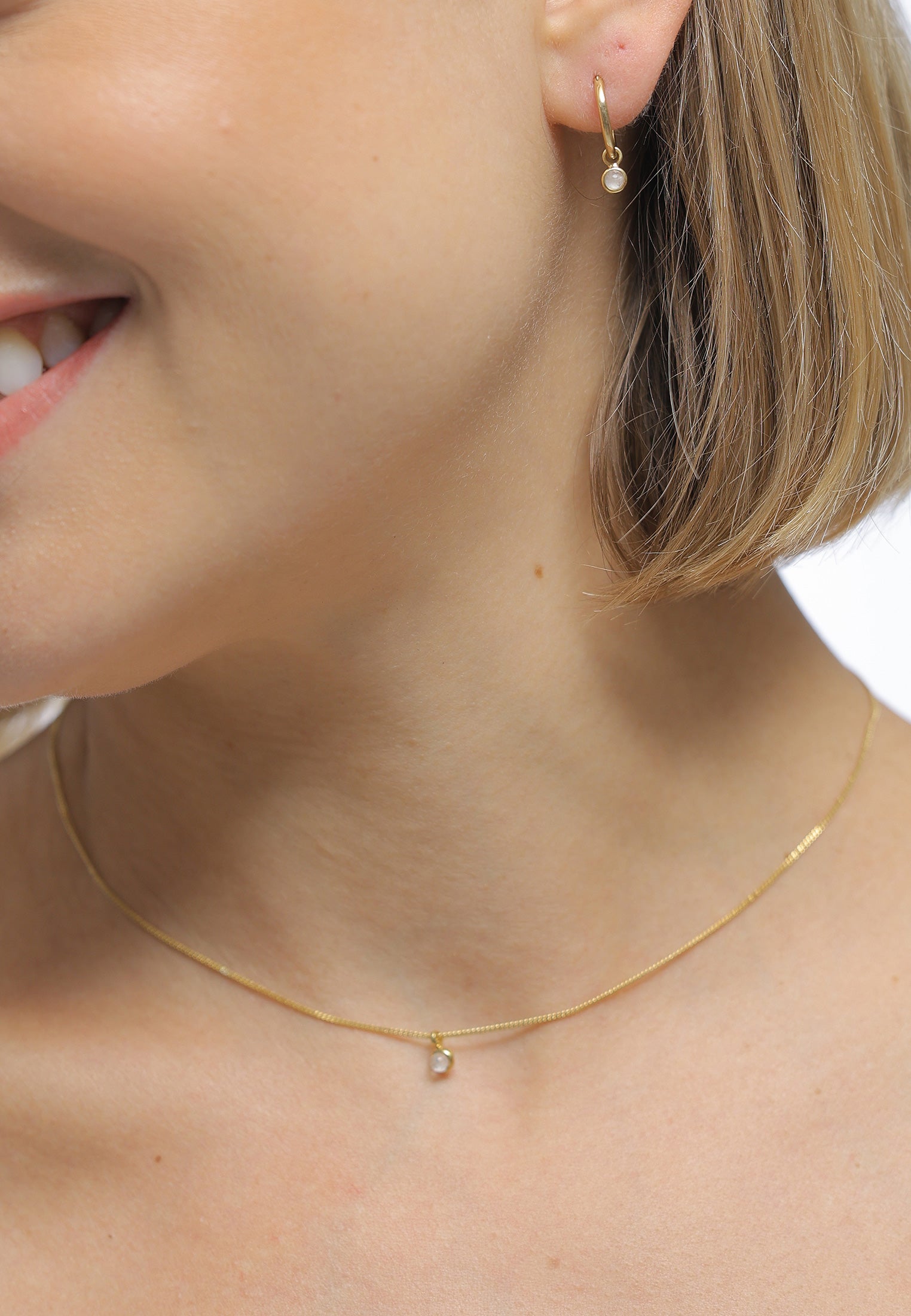 Gold Perhiasan Wanita Perak Asli - Silver Perhiasan Set Moonstone Gold Plated