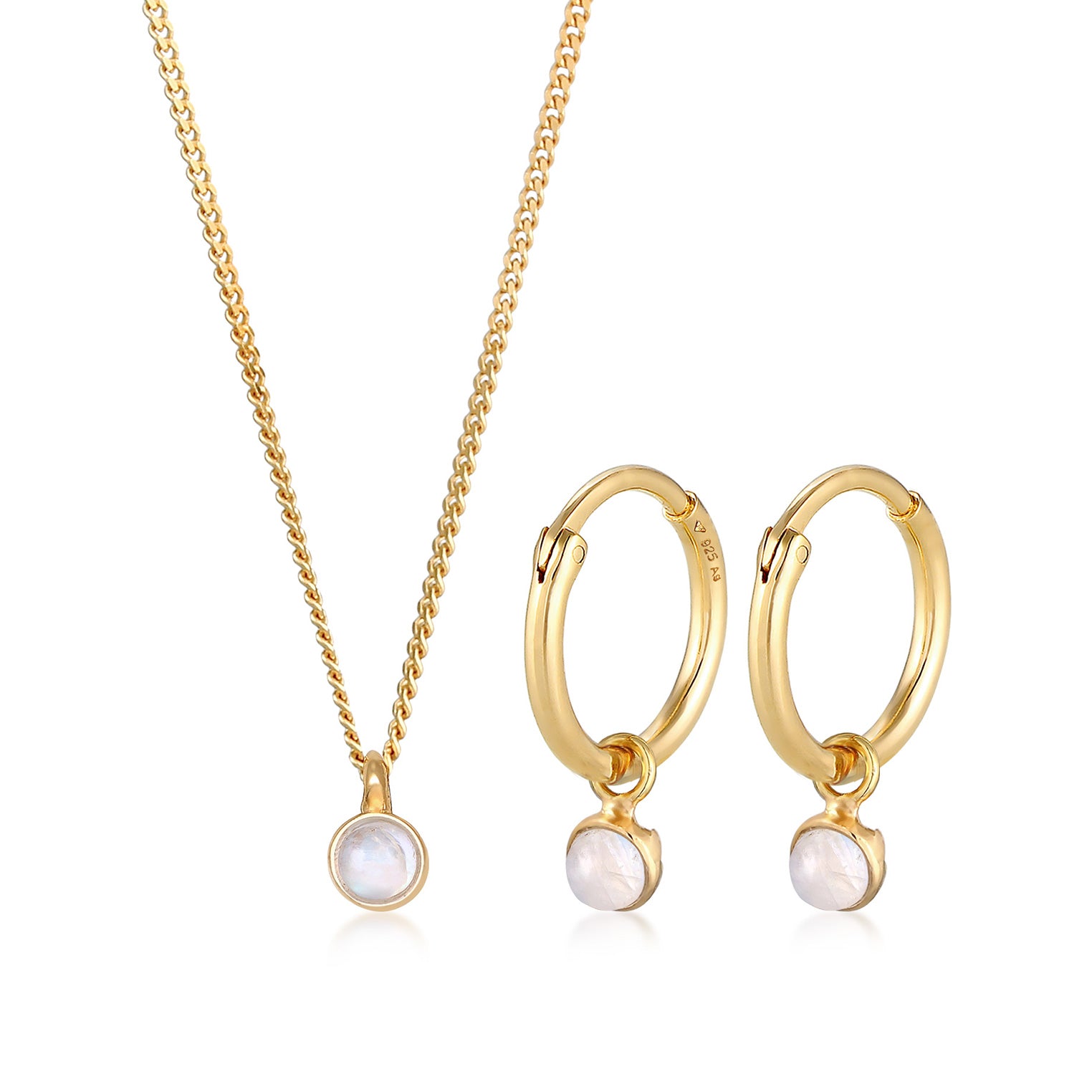Gold Perhiasan Wanita Perak Asli - Silver Perhiasan Set Moonstone Gold Plated
