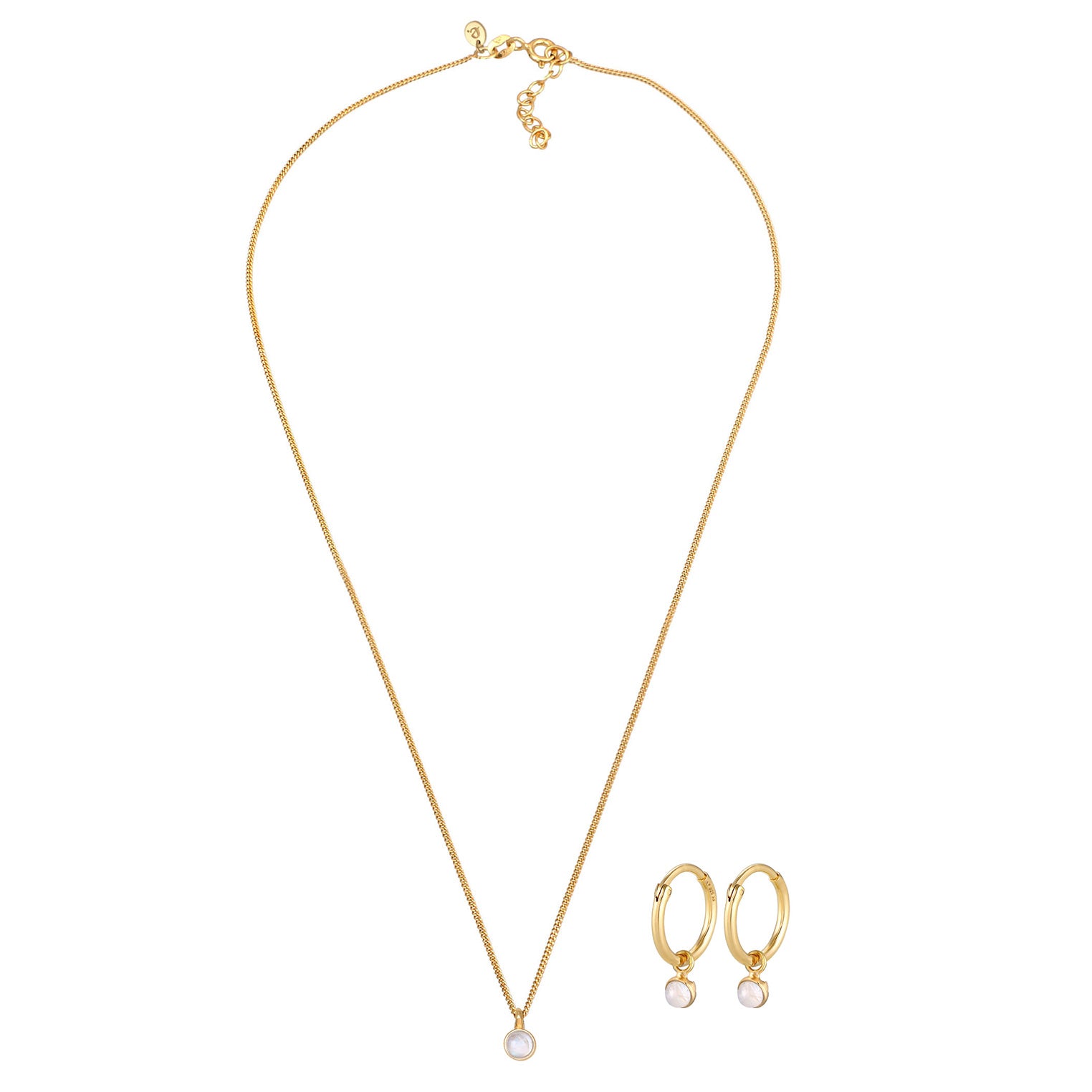 Gold Perhiasan Wanita Perak Asli - Silver Perhiasan Set Moonstone Gold Plated
