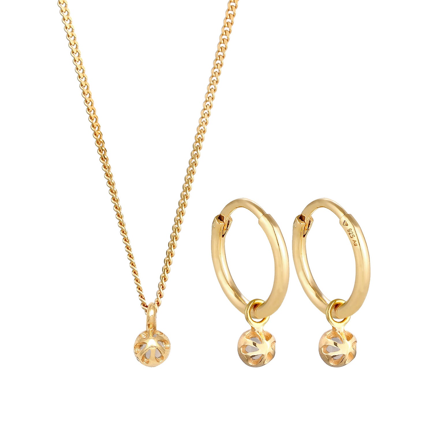 Gold Perhiasan Wanita Perak Asli - Silver Perhiasan Set Moonstone Gold Plated