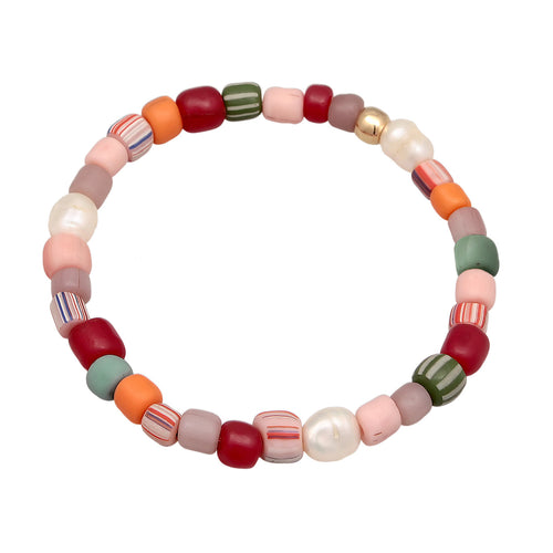 Bicolor Gelang Perhiasan Perak 925 Wanita Glass Beads Colourful Frestwater Pearls Gold Plated