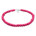 Silver Kalung Perhiasan Perak 925 Wanita Choker Beads Trend Wooden Beads Pink