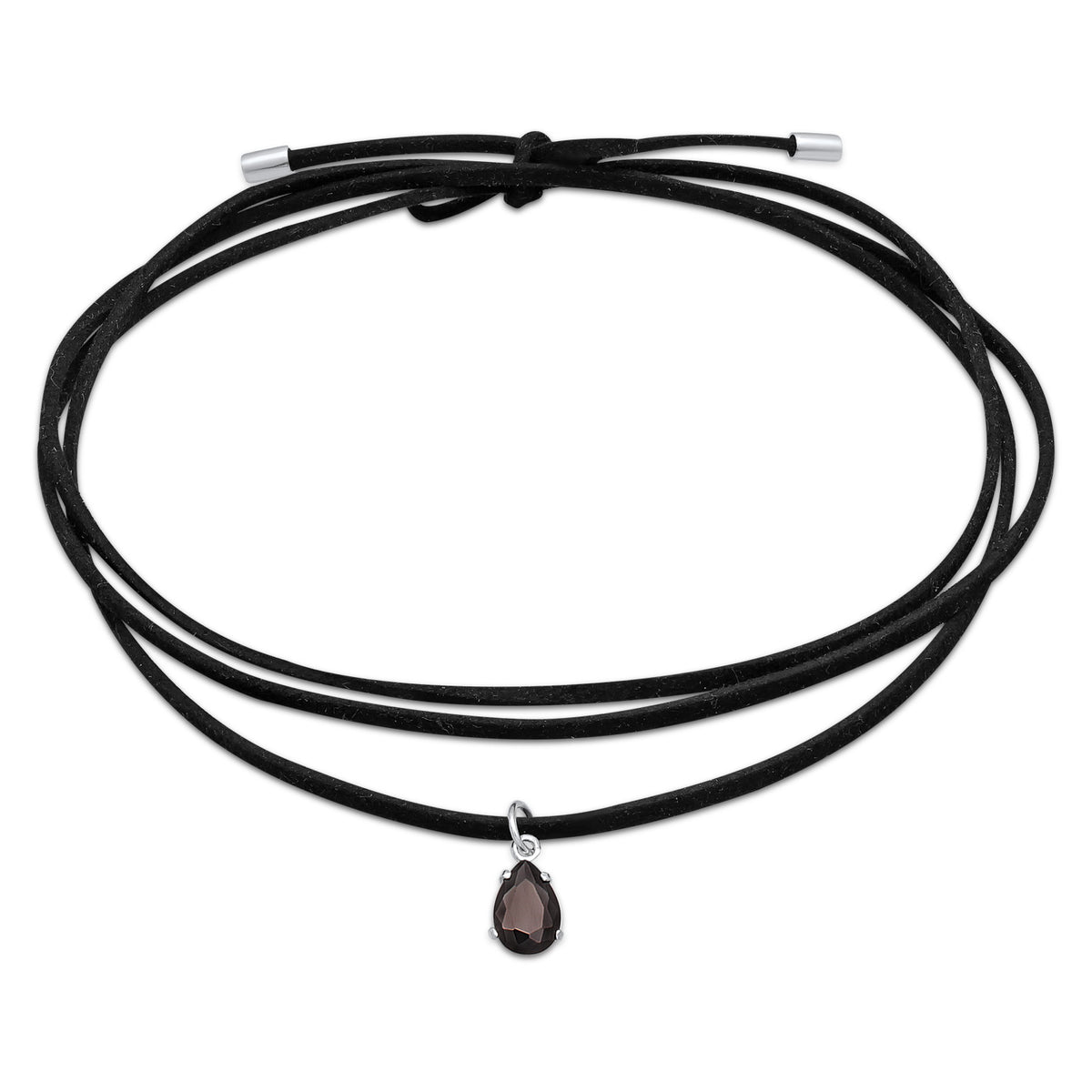 Necklace Choker Drop Imitation Leather Zirconia 925 Sterling Silver