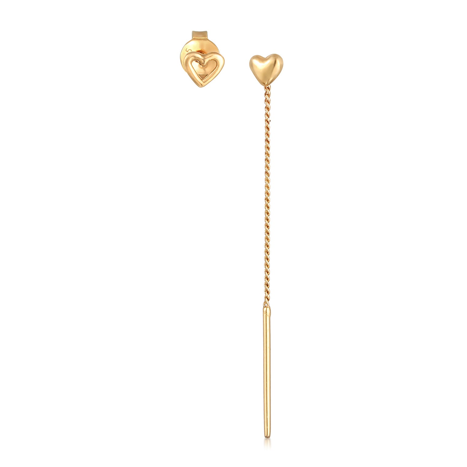 Gold Perhiasan Wanita Perak Asli - Silver Anting Set Heart Studs Gold Plated
