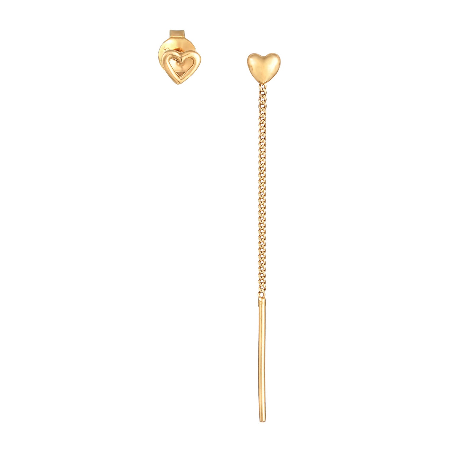 Gold Perhiasan Wanita Perak Asli - Silver Anting Set Heart Studs Gold Plated