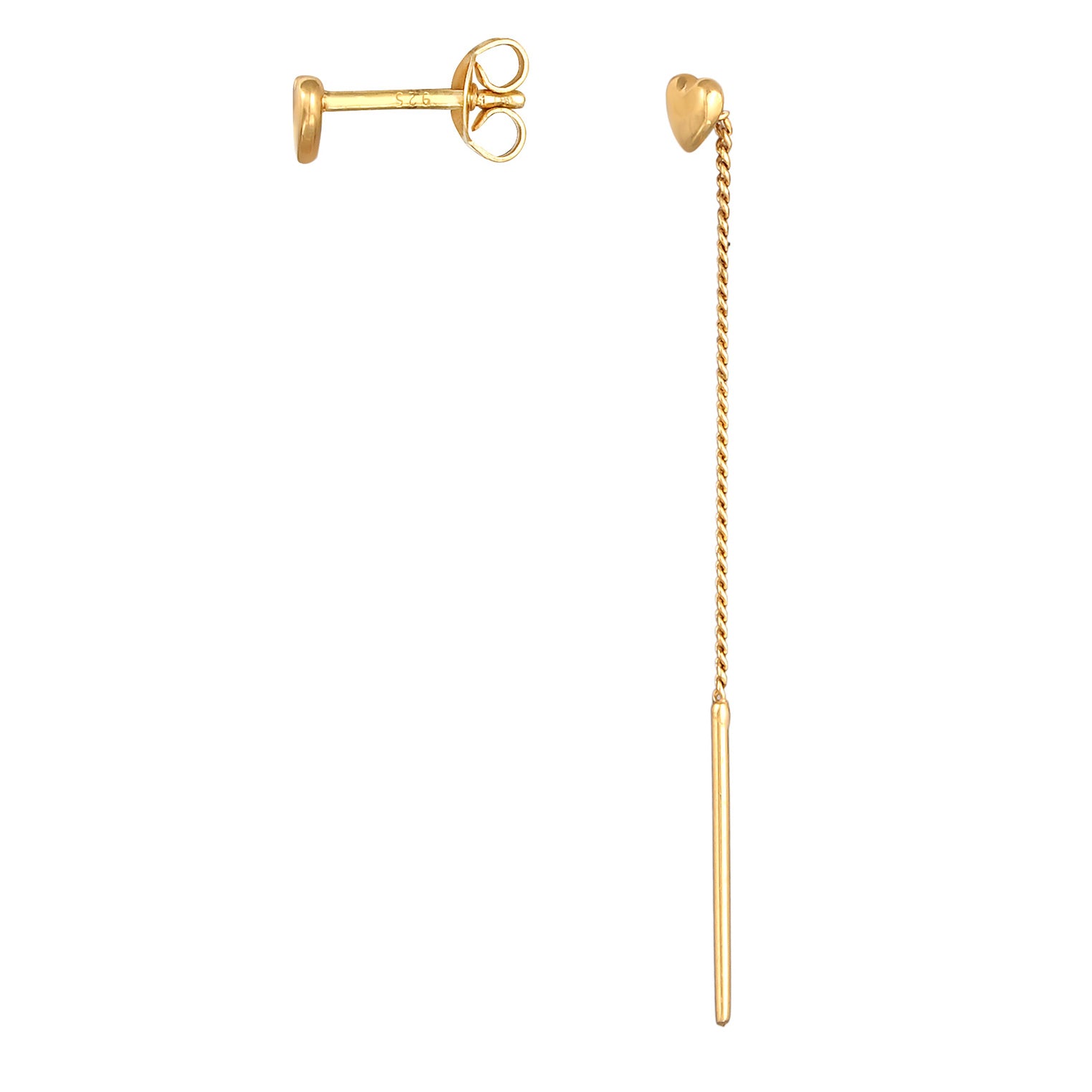 Gold Perhiasan Wanita Perak Asli - Silver Anting Set Heart Studs Gold Plated