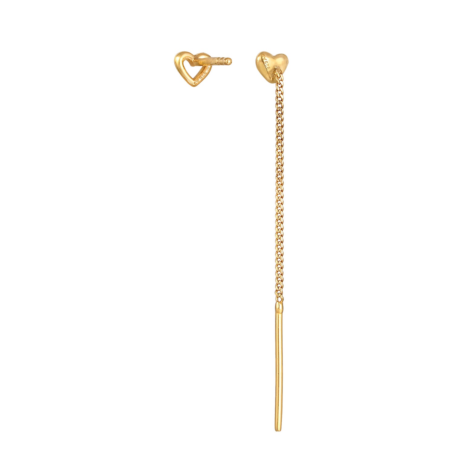 Gold Perhiasan Wanita Perak Asli - Silver Anting Set Heart Studs Gold Plated
