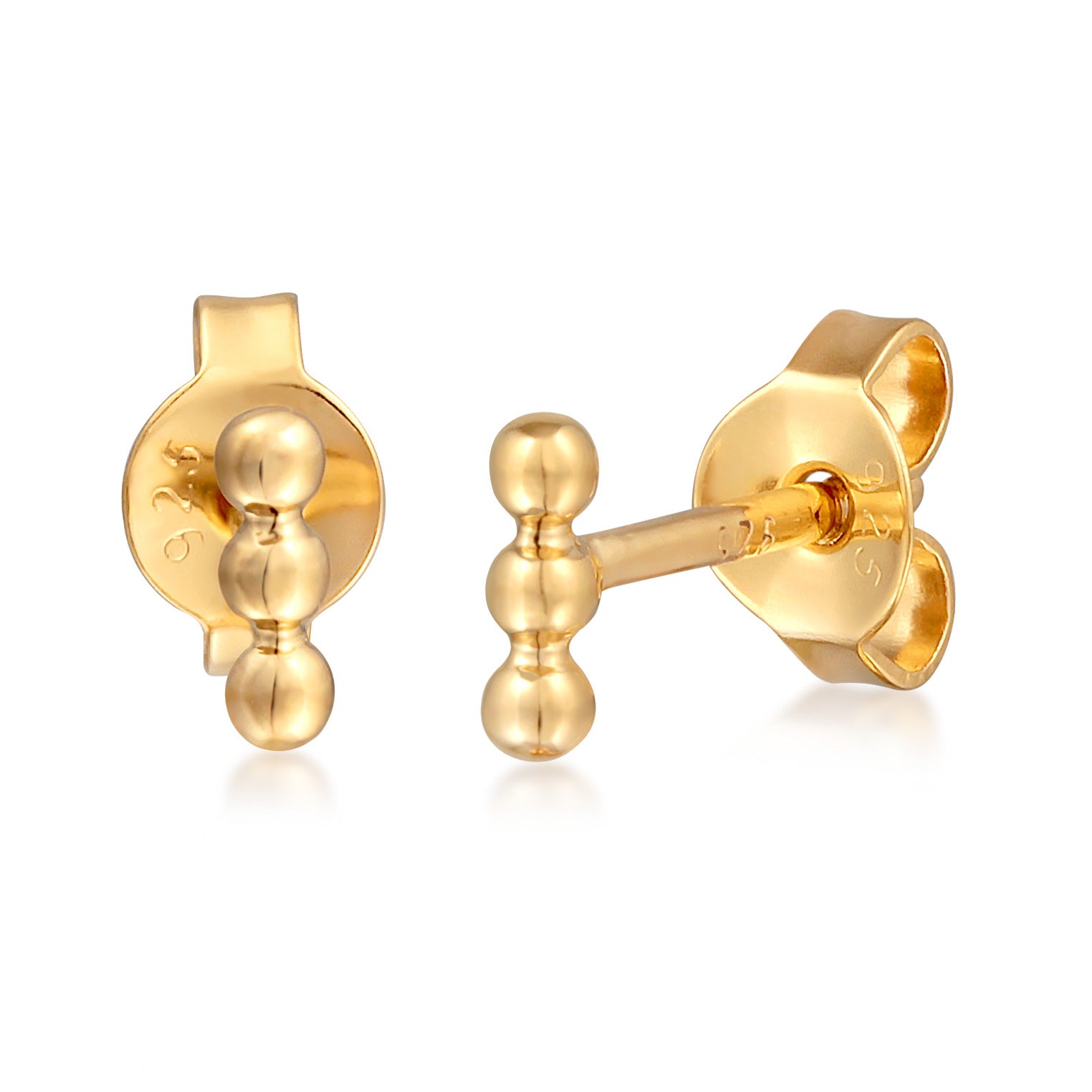 Gold Perhiasan Wanita Perak Asli - Silver Anting Stud Ball Design Basic Gold Plated