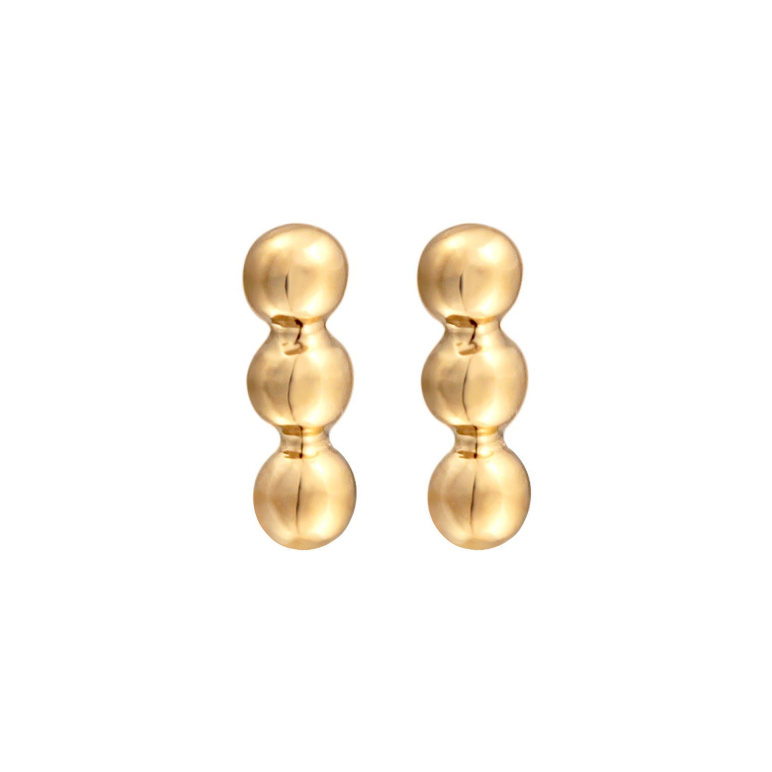 Gold Perhiasan Wanita Perak Asli - Silver Anting Stud Ball Design Basic Gold Plated