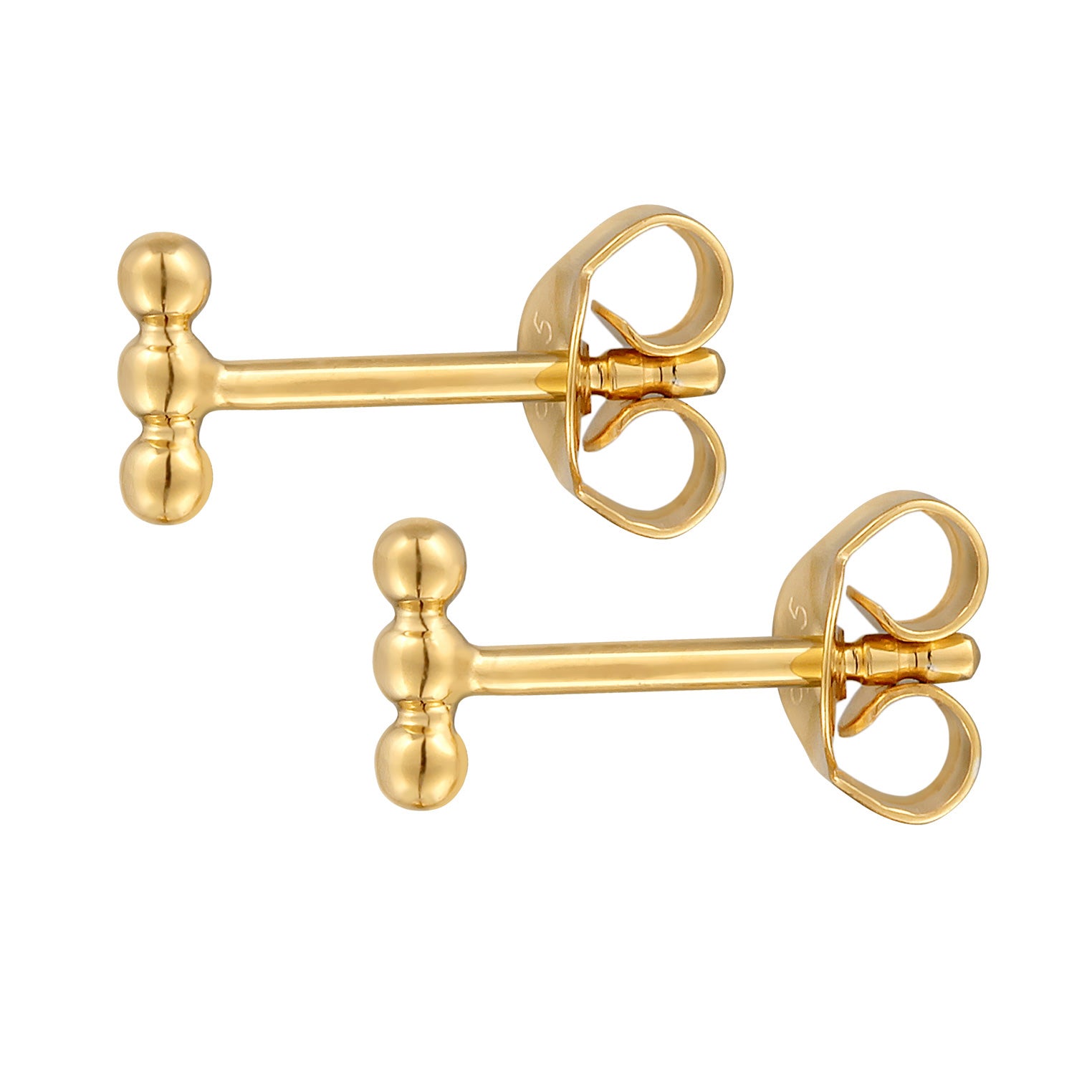 Gold Perhiasan Wanita Perak Asli - Silver Anting Stud Ball Design Basic Gold Plated