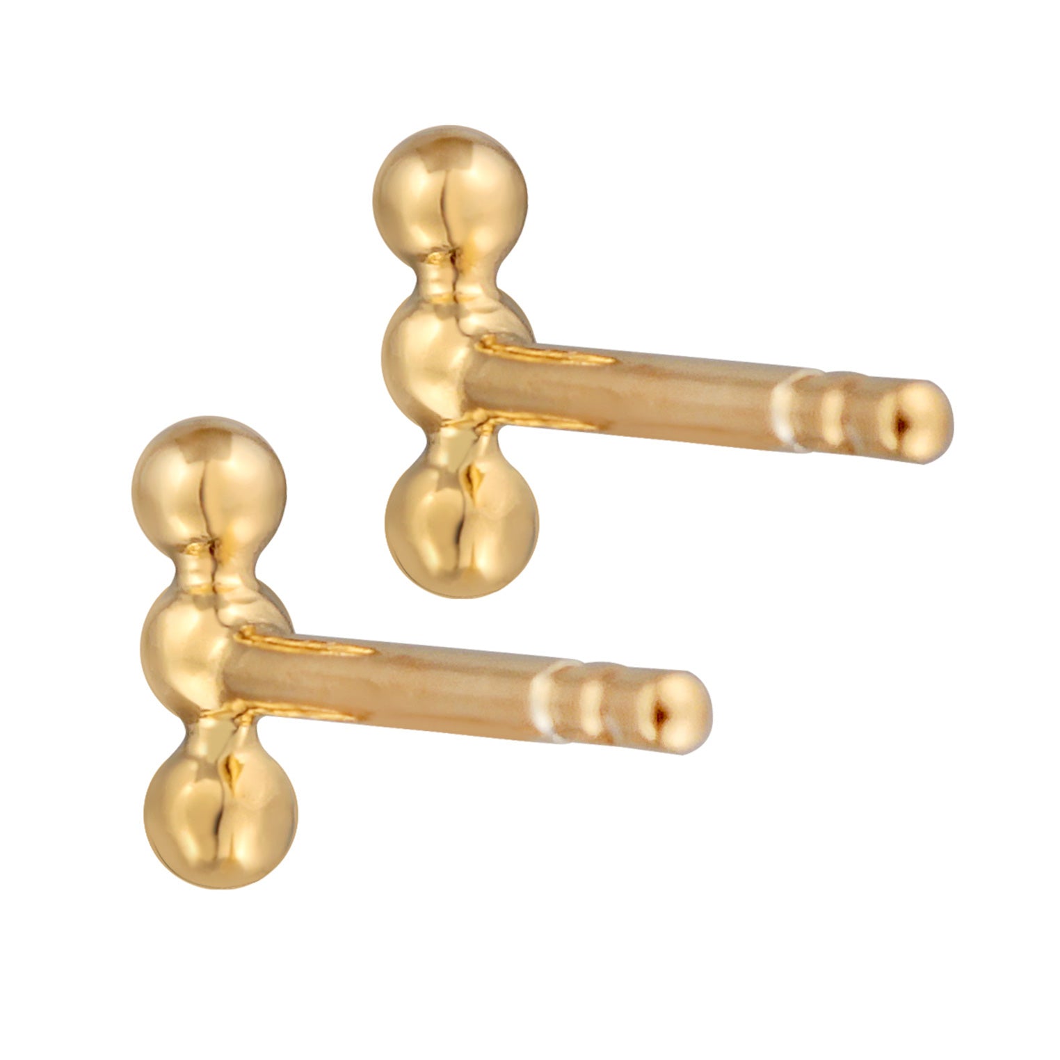Gold Perhiasan Wanita Perak Asli - Silver Anting Stud Ball Design Basic Gold Plated