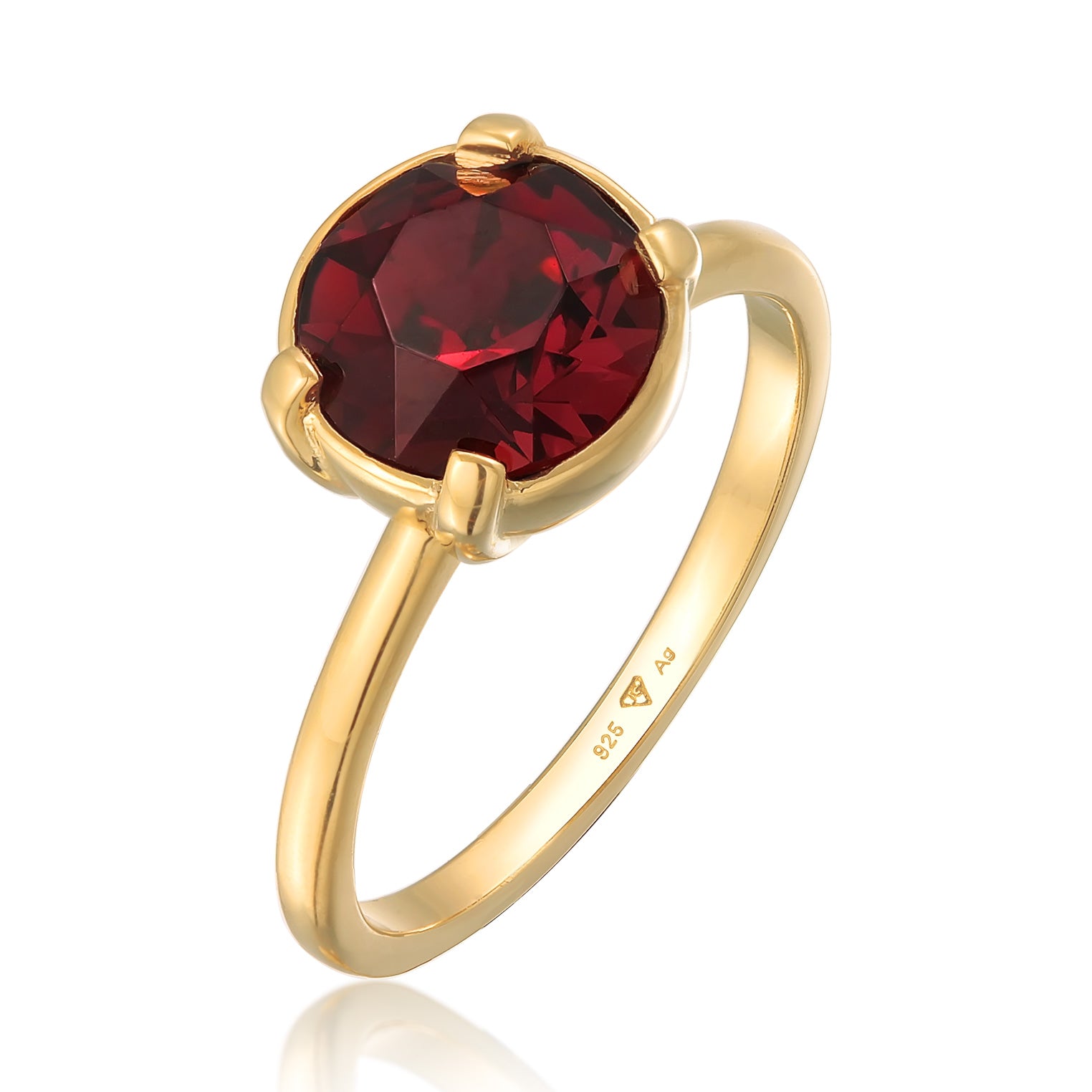 Red Cincin Perhiasan Perak 925 Wanita Dark Red Crystal Gold Plated
